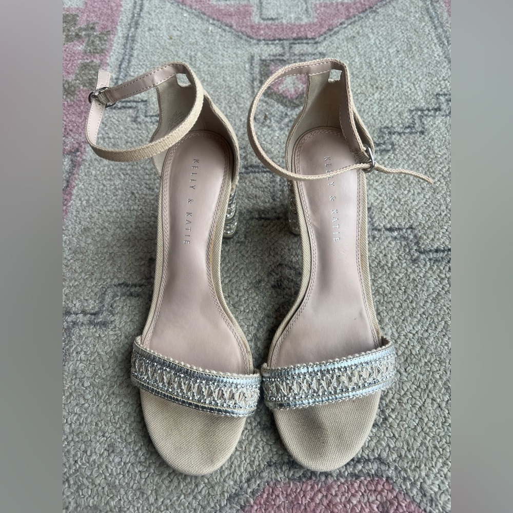 Kelly & Katie Sparkly Nude Heels - 9